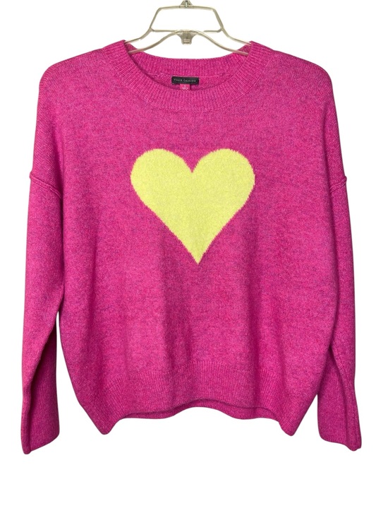 Vince Camuto Sweaters - Vince Camuto Women's Fuchsia Heart Crewneck Sweater Sz S